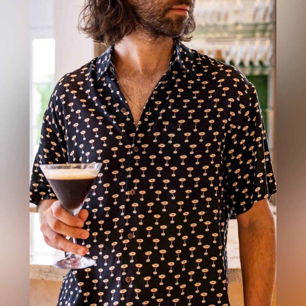 Kenny Flowers Black and White Casual Button Down Shirt